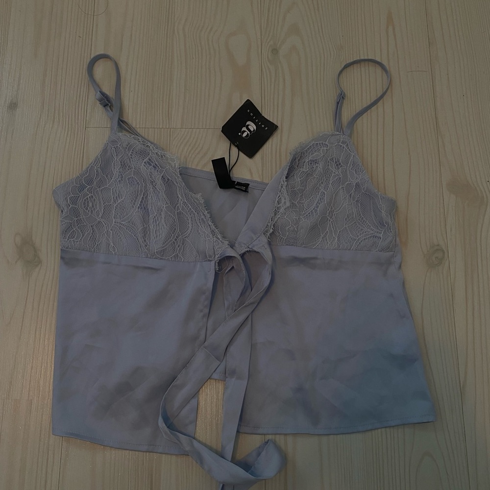 Garage light blue lace top